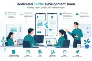 Dedicated Flutter developers collaborating to build a cross-platform mobile application.