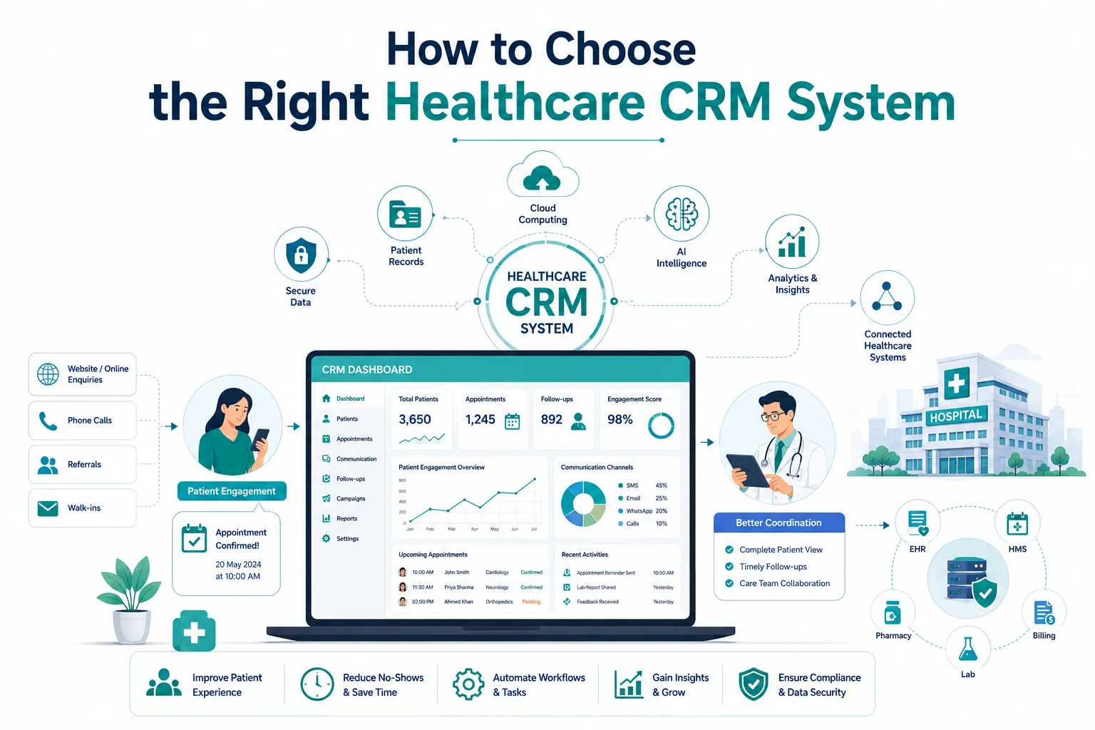 Healthcare CRM system improving patient engagement and hospital operations