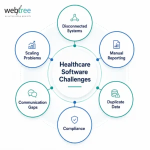 Common software challenges faced by healthcare organizations