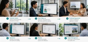 Real estate CRM and ERP connecting customer bookings with business operations